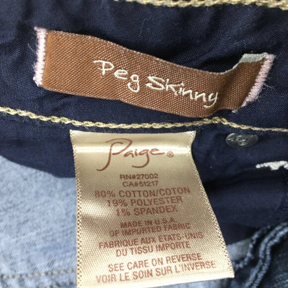 PAIGE Premium Denim Medium/Dark Wash PEG 5 Pocket Skinny Jeans - Picture 3 of 15